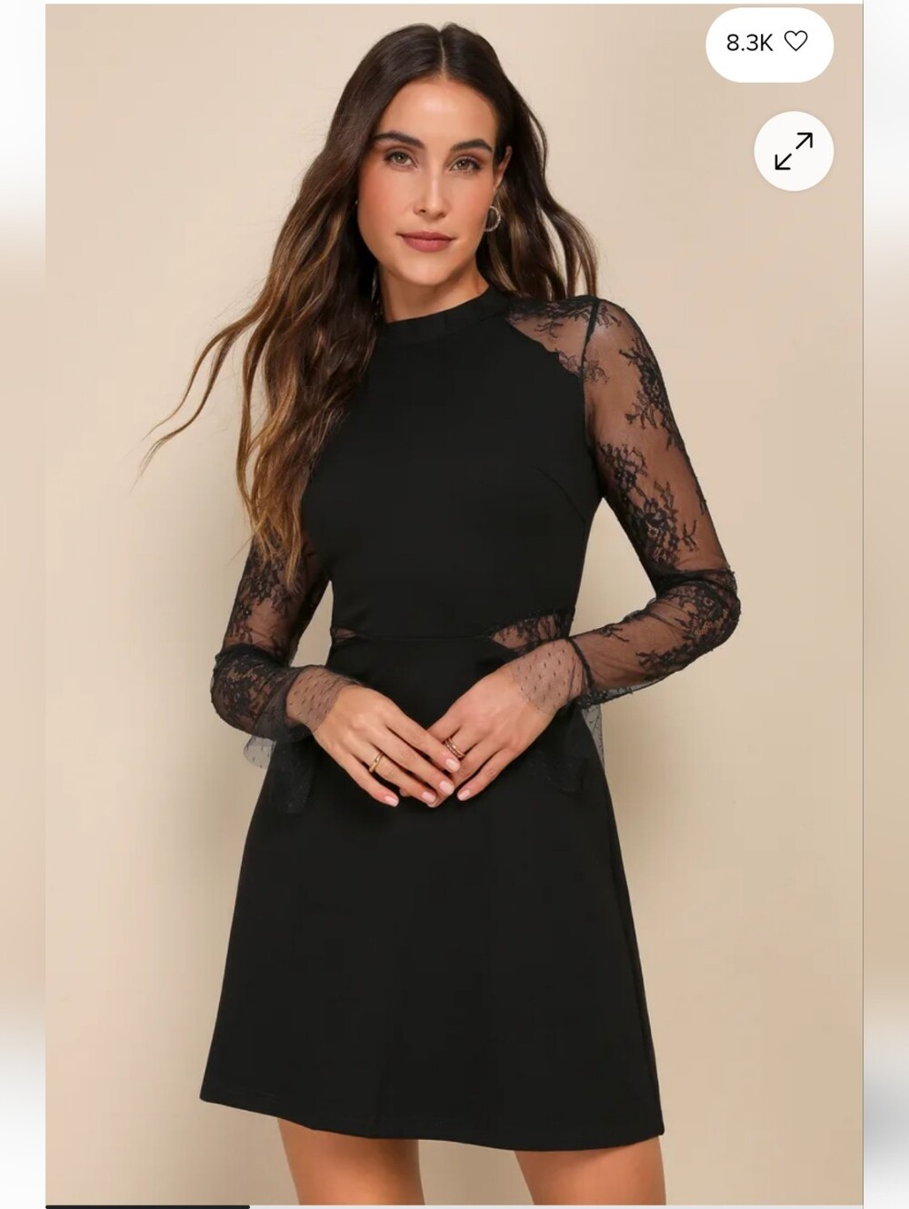 Lulu's Bragging Rights Lace Long Sleeve Skater Dress
